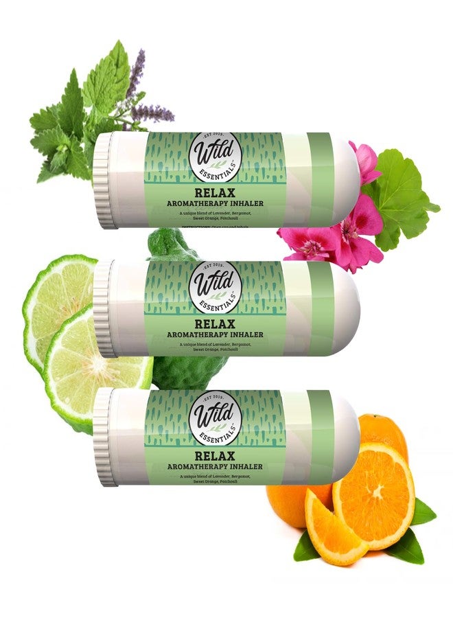 mEssentials Wild Essentials 3 Pack of Relax Aromatherapy Nasal Inhalers Made with 100% Natural, Premium Grade Essential Oils, Calming, Stress, Unwind - Image 1